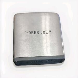 Vintage Brushed Stainless Zippo Rule - Tape Measure Advertising "DEER JOE"